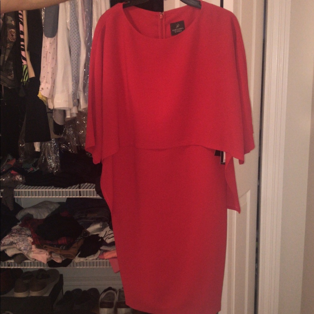 Adrianna Papell Red Cape Dress